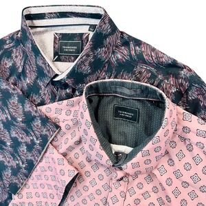 [Lot of 2]7 Diamonds Mens L 4-Way Stretch Button Up Shirt Performance Sweat Wick